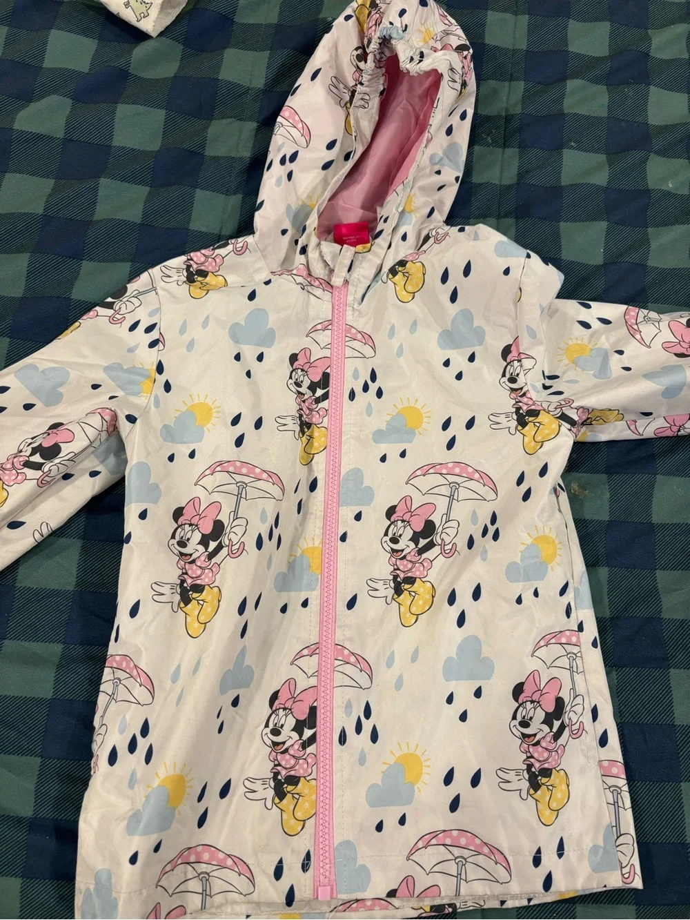 Disney Minnie Mouse White and Pink Hooded Rain Jacket